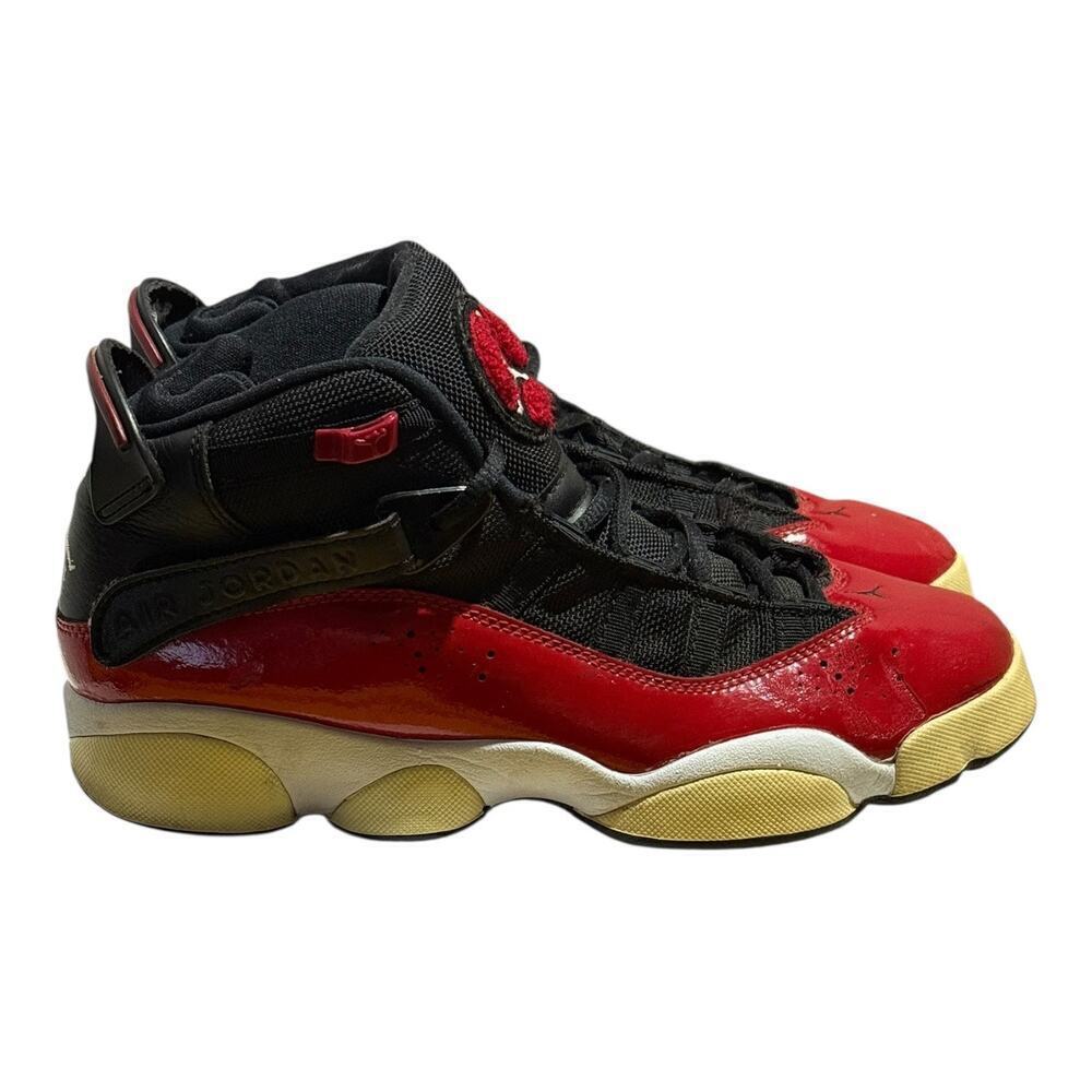Air Jordan 6 Rings Bred Black Red White 323419-060 Youth Size 7Y Women 8.5 Retro